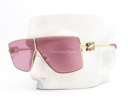 Miu Miu SMU 51Z ZVN-50D Sunglasses Shield Pale Gold Dark Pink Mirror w/case