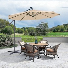 10 FT Solar Crank Umbrella 32 LED Lighted Patio Umbrella Table Market Umbrella