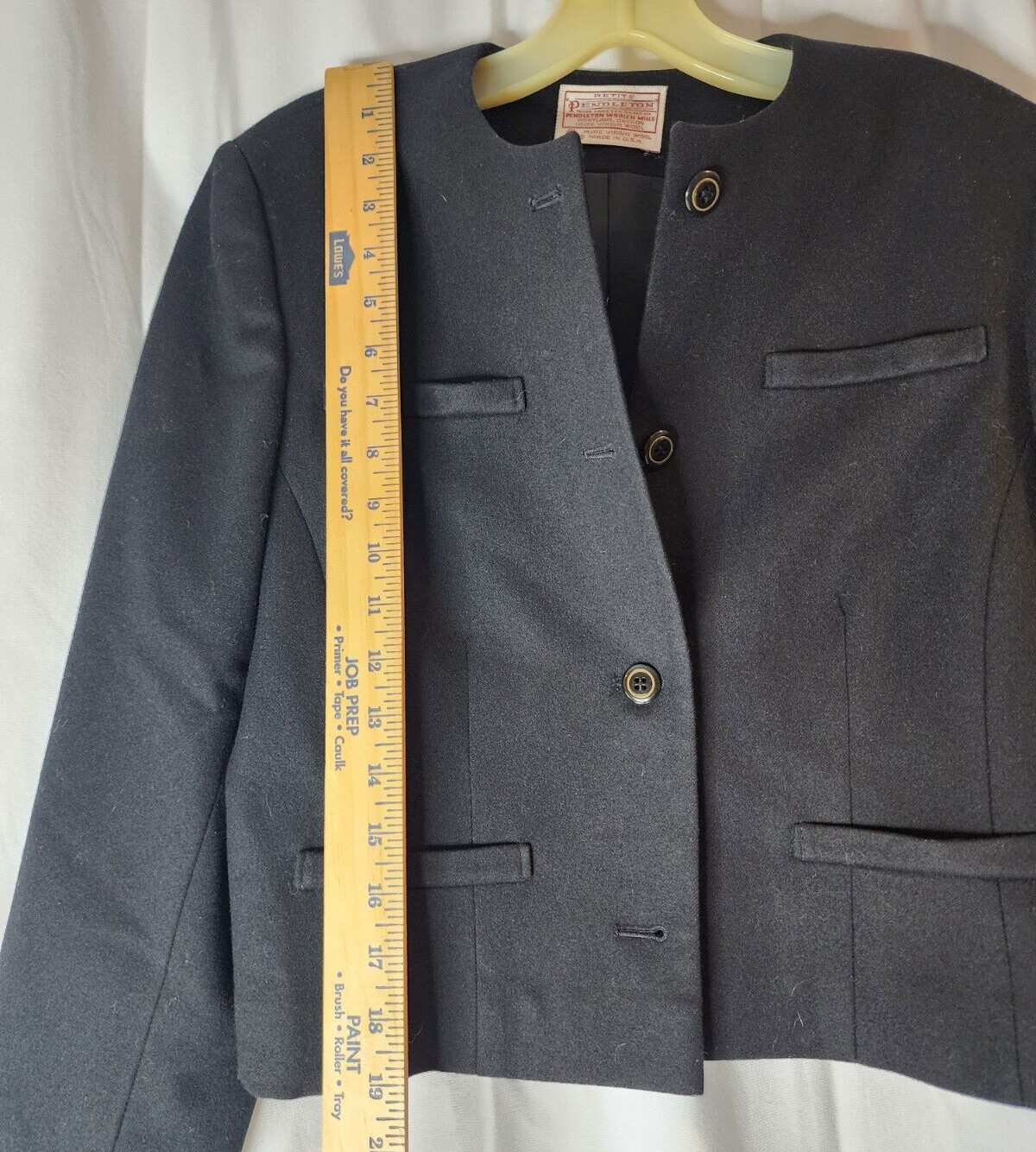Pendleton Wool Cropped Blazer Jacket Black Size 6… - image 7