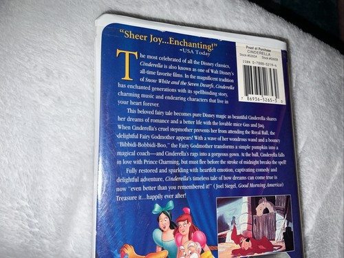 Walt Disney's Masterpiece Cinderella (VHS Original Cover Art, 1995, Rare) Damage - Picture 13 of 23