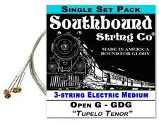 "Tupelo Tenor" GDG String Set for 23" Scale 3-string Electric Cigar Box Guitar