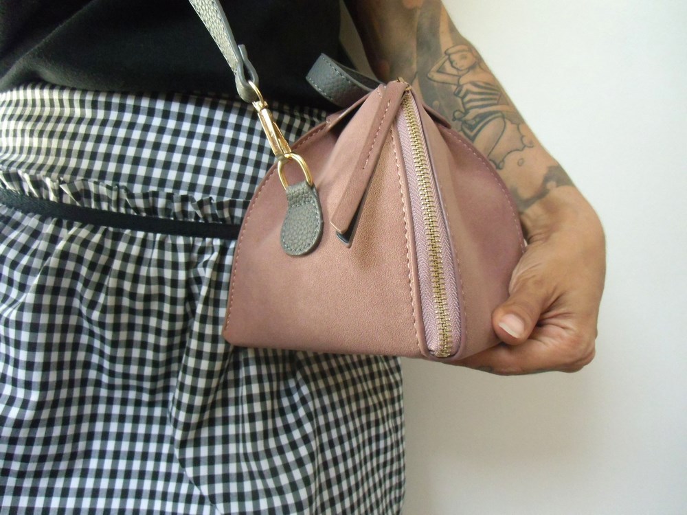 Sac à Main Rétro Pinup Rose Et Bleu - Simili Nubuck - Style Vintage Inspiré Années 50