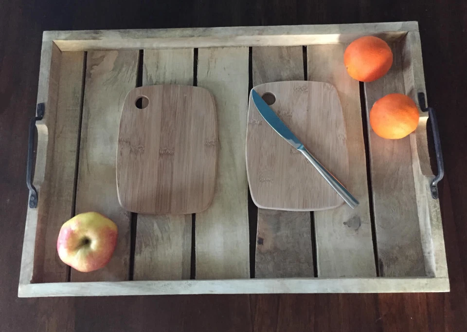 Exklusives Mango-Holz Serviertablett 38-56cm Griff-Tablett Betttisch Betttablett - Bild 2 von 4