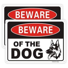 Beware Of Dog Sign For Fence Yard Dog Warning Sign Aluminum Metal 2 Pack 7x10 In