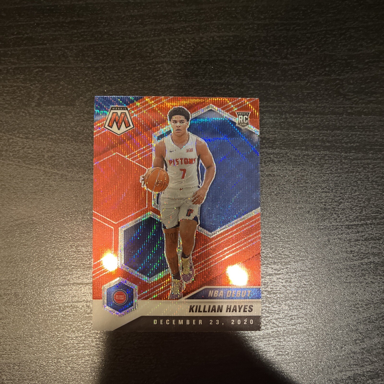 2020-21 Panini Mosaic Killian Hayes NBA Debut  #270 Red Wave Prizm RC Pistons