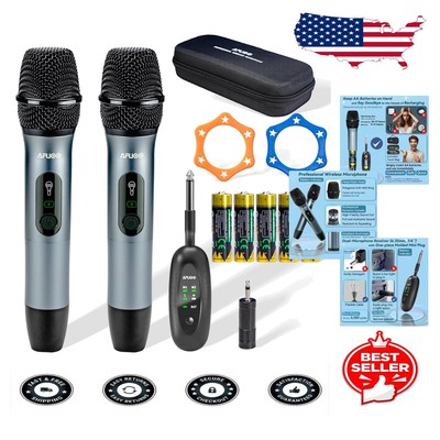 Premium Wireless Microphone Set with Dual Receiver - 200ft Range, Stylish Design