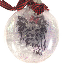 Yorkshire Terrier Holiday Christmas Tree  Floating  Ornament Faux Snow Glitter