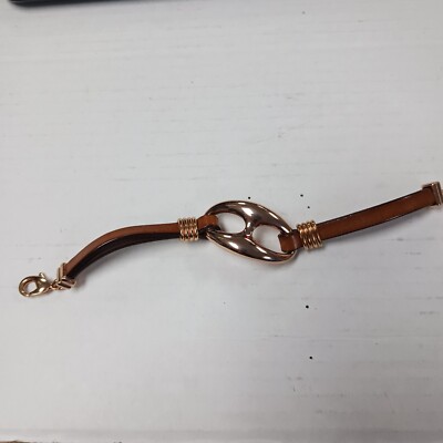 Milor Signed Bronze Leather Status Link Station Bracelet Bronzo Italia