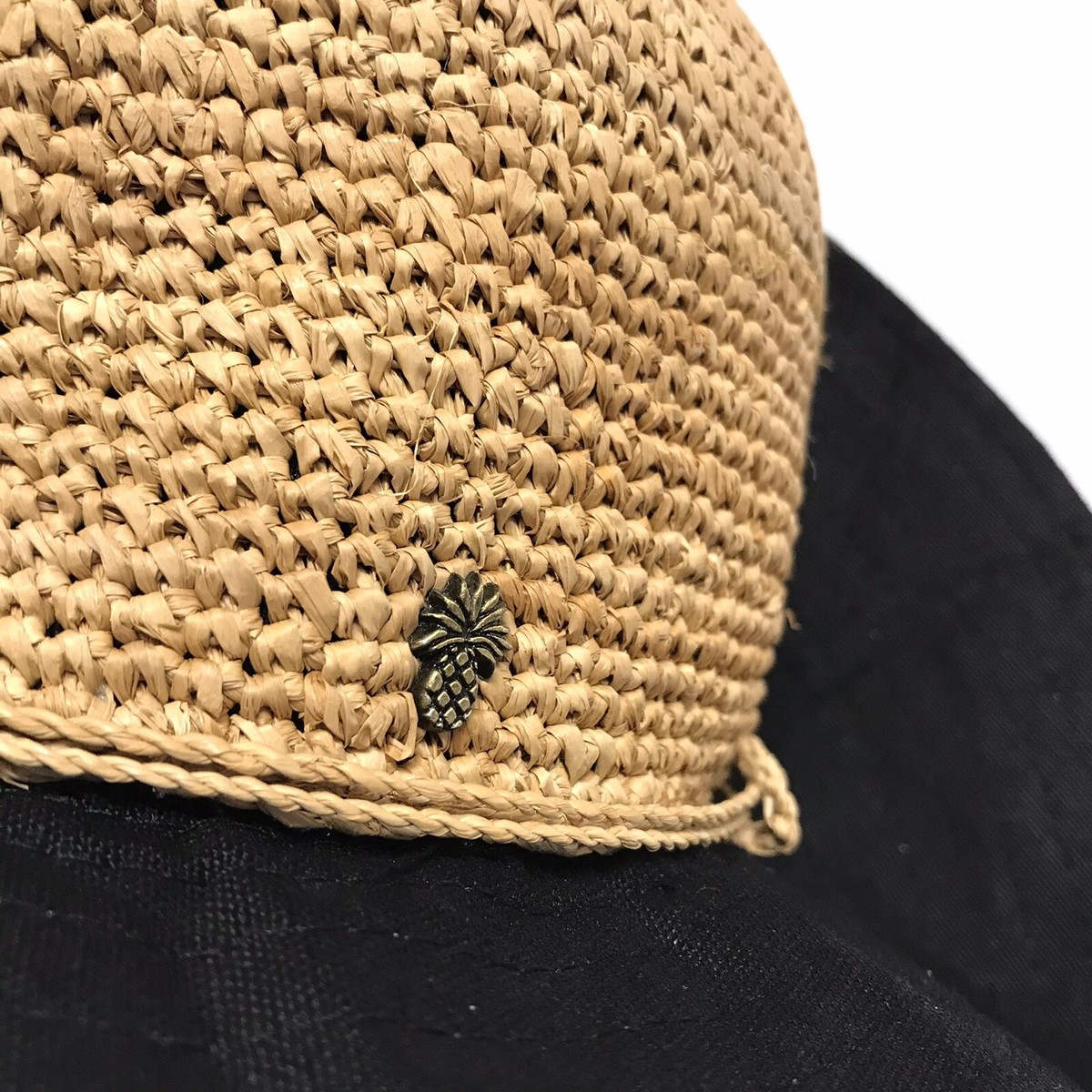 TOMMY BAHAMA NATURAL FIBRE STRAW HAT WIDE FABRIC BRIM ONE 