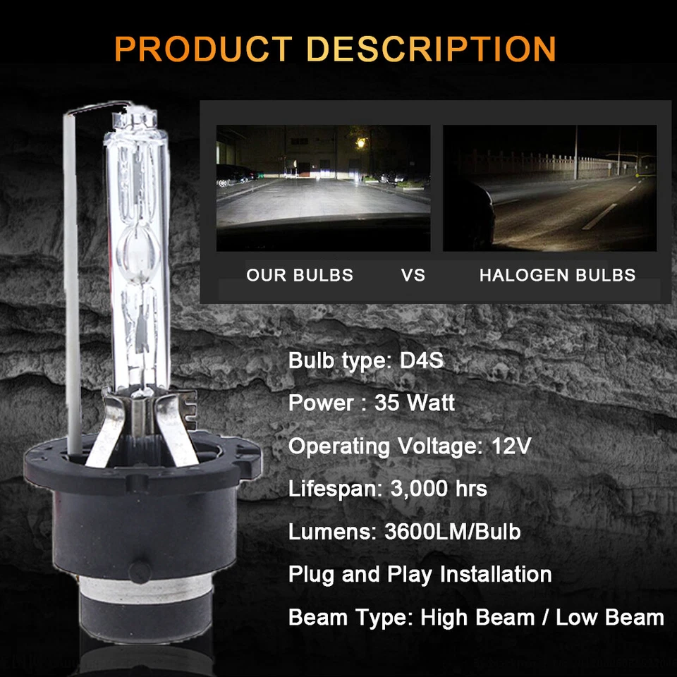 D2S HID 10000K Headlight Replacement Bulbs for 2002-2007 Land Rover Range Rover - Image 3 of 4