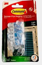 Image of Command Damage Free Hanging Light Clips Pack of 8 Clear Clip +10 Strips/Outdoor