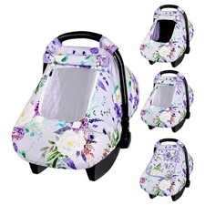 Purple Floral Waterproof Car Seat Cover for Babies, Windproof and Kick-Proof,...