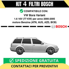 KIT BOSCH 4 Filtri tagliando per VW Bora Variant 1.6 16V 77 kw Benzina 2000-2005