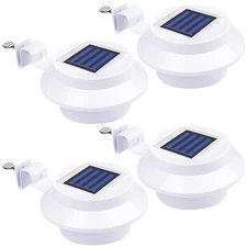 1-8 Pack Solar Powered LED Outdoor Gutter Lights with Brackets - Water Resistant