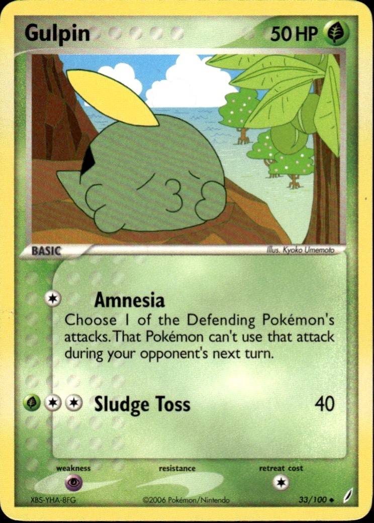 Gulpin Uncommon Crystal Guardians 33/100 Grass Normal Pokemon Card