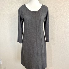 J Jill X-Small Petite Gray Shift Dress Stretchy Pullover Cotton Long Sleeves
