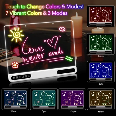 Rechargeable LED Acrylic Drawing Board Light Up LED Note Board with 7 Colors - Imagen 1 de 4
