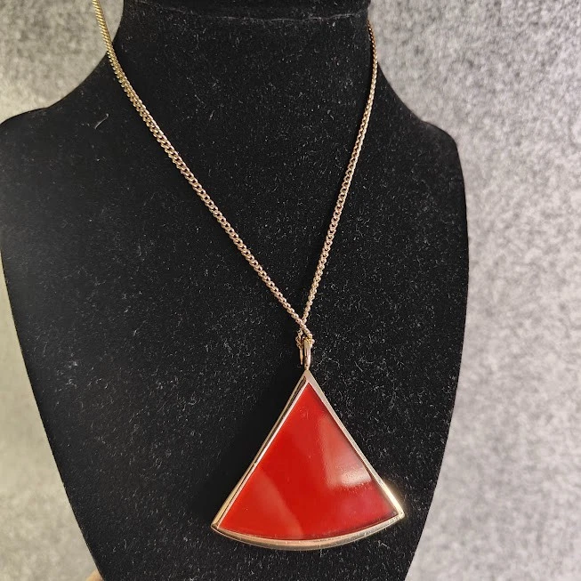 双面项链男女通用中号金链黑色/红色三角形小饰品极简主义 — 第 2/3 张图片