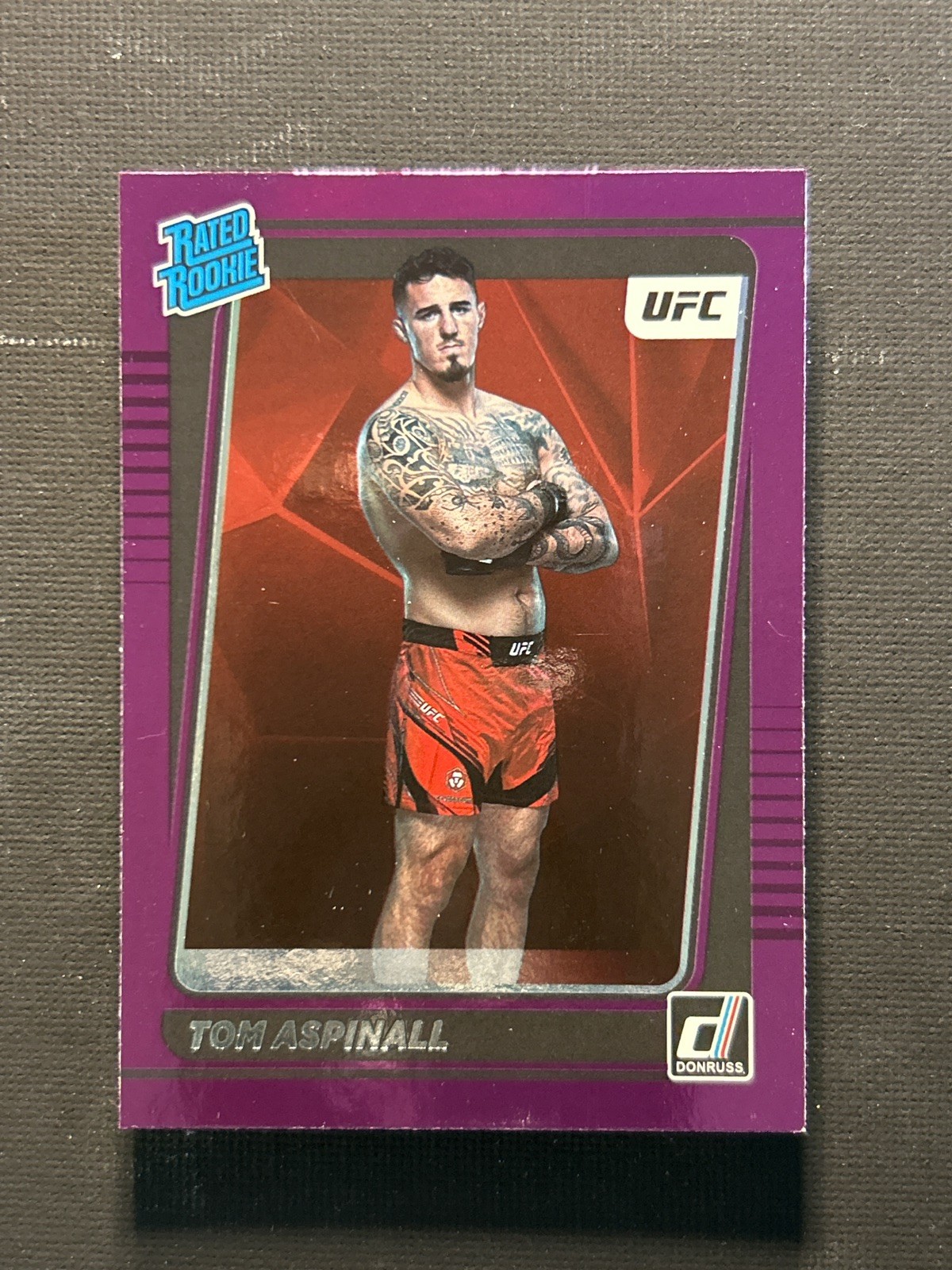 2022 Donruss UFC - Rated Rookie Purple Flood #216 Tom Aspinall (RC)