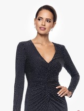 XSCAPE EVENINGS "DEVIN" RHINESTONE JERSEY KNIT V-NECK DRESS 6546X Size 6