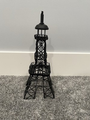 Black Metal Eiffel Tower Sculpture Modern Paris Decor Matte Freestanding