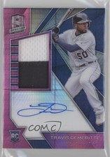 2020 Panini Chronicles Spectra Neon Pink Prizm 16/49 Travis Demeritte Auto 5m1