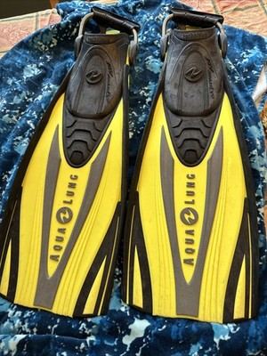 Aqua Lung Express ADJ Fins with Spring Straps Yellow/Black Scuba Diving Gear XL