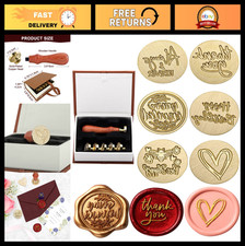 Wax Seal Stamp Kit - 6 Pcs Sealing Wax Heads  Wooden Handle for Invitations, Gi