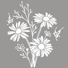 1PC Spring Butterfly Wildflower Decals,Simple Floral Boho Floral Car White