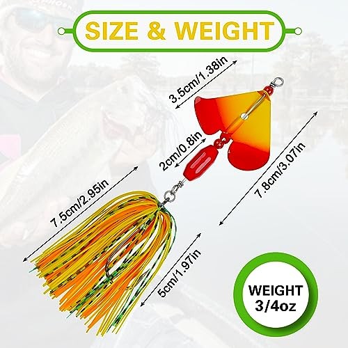 Spinnerbait Fishing Lures Kit Set, 6pcs Bass Fishing Buzzbait Style B-6pcs - Image 4