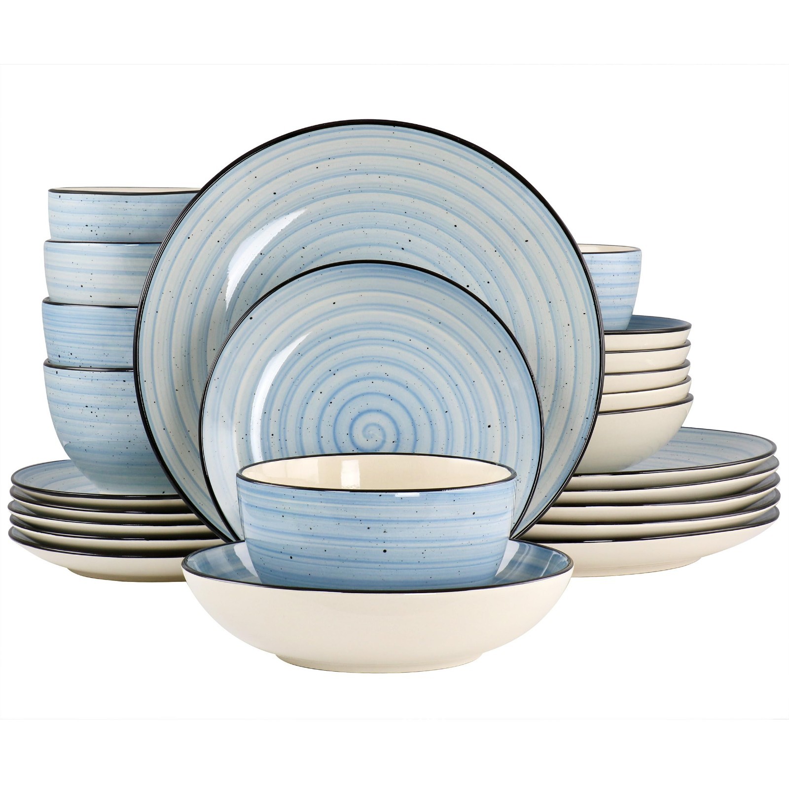 Elama Gia 24 Piece Stoneware Dinnerware Set (Light Blue)