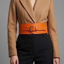 Wide Leather Corset Belt: Camel Color Handmade Women's Fashion