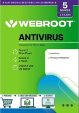 Webroot Antivirus 2026  2 Years 5 Devices  Instant Email Code no CD   