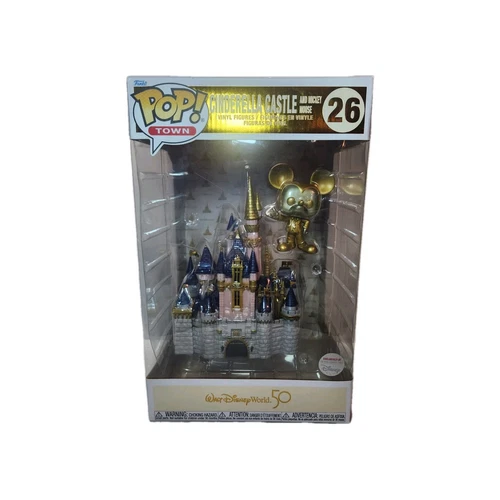 Funko POP! Town Walt Disney 50th Aniv - Cinderella Castle & Mickey Gold #26. New