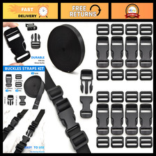 1" Nylon Webbing Strap Set - 10 Yards, 10 Quick Release Buckles, 20 Tri-glide Cl