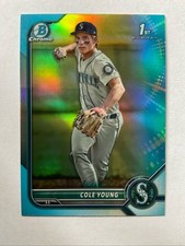2022 Bowman Chrome Draft Sky Blue Refractor COLE YOUNG RC MARINERS #BDC-112
