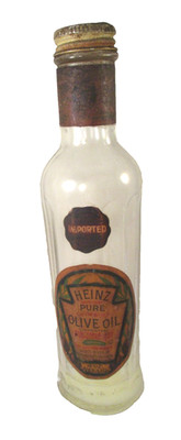 Vintage HEINZ IMPORTED PURE OLIVE OIL 4 OZ GLASS BOTTLE