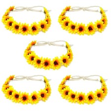 5 PCS Yellow Sunflower Hair Wreath Flower Festival Bridal Headpiece Headband
