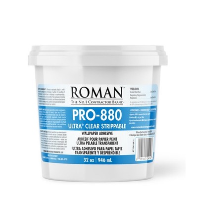 Roman Ultra Clear Strippable Wallpaper Adhesive, Glue, 32 oz, 