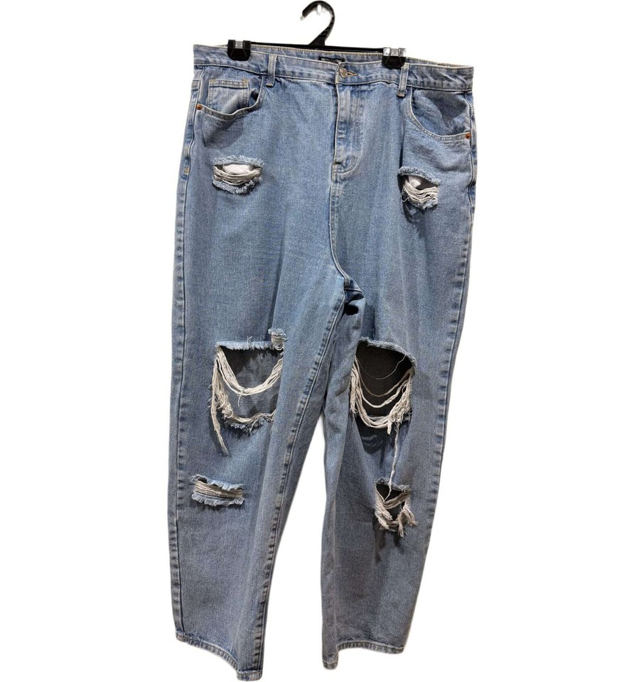 Pretty Little Thing Ripped Jeans Size 20 Excellent Condition #33924
