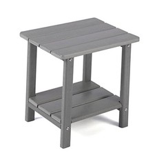 Adirondack Outdoor Side Table, 2-Tier Sturdy Patio End Table Weather Light Grey