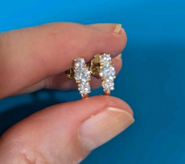 NADRI Juego de 3 Pendientes Triple Aro Chapados en Oro 18KT y Circonita Cúbica Circonita VEUC! Foto 4 de 4