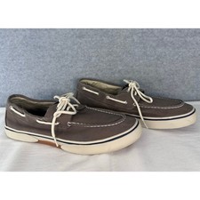 Sperry Men's sz 13 Top Sider Halyard Boat Deck Shoe Canvas Taupe Slip On Comfort
