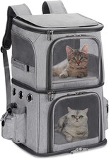Double-Compartment Cat Backpack Carrier for 2 Pets up to 18 Lbs