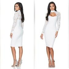 Nookie x Revolve Lady Lace long sleeve dress in white NWT