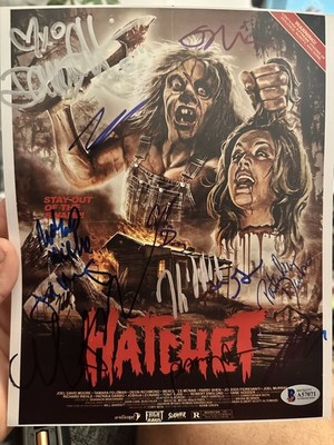 Hatchet Cast X 12 - Hodder, grün signiertes Autogrammfoto - Horror - Victor Crowley