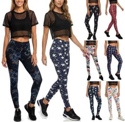 Damen Leggings Fitnesshose Sporthose Yoga Pants Gr. 36-38 Bunte Soft Tights
