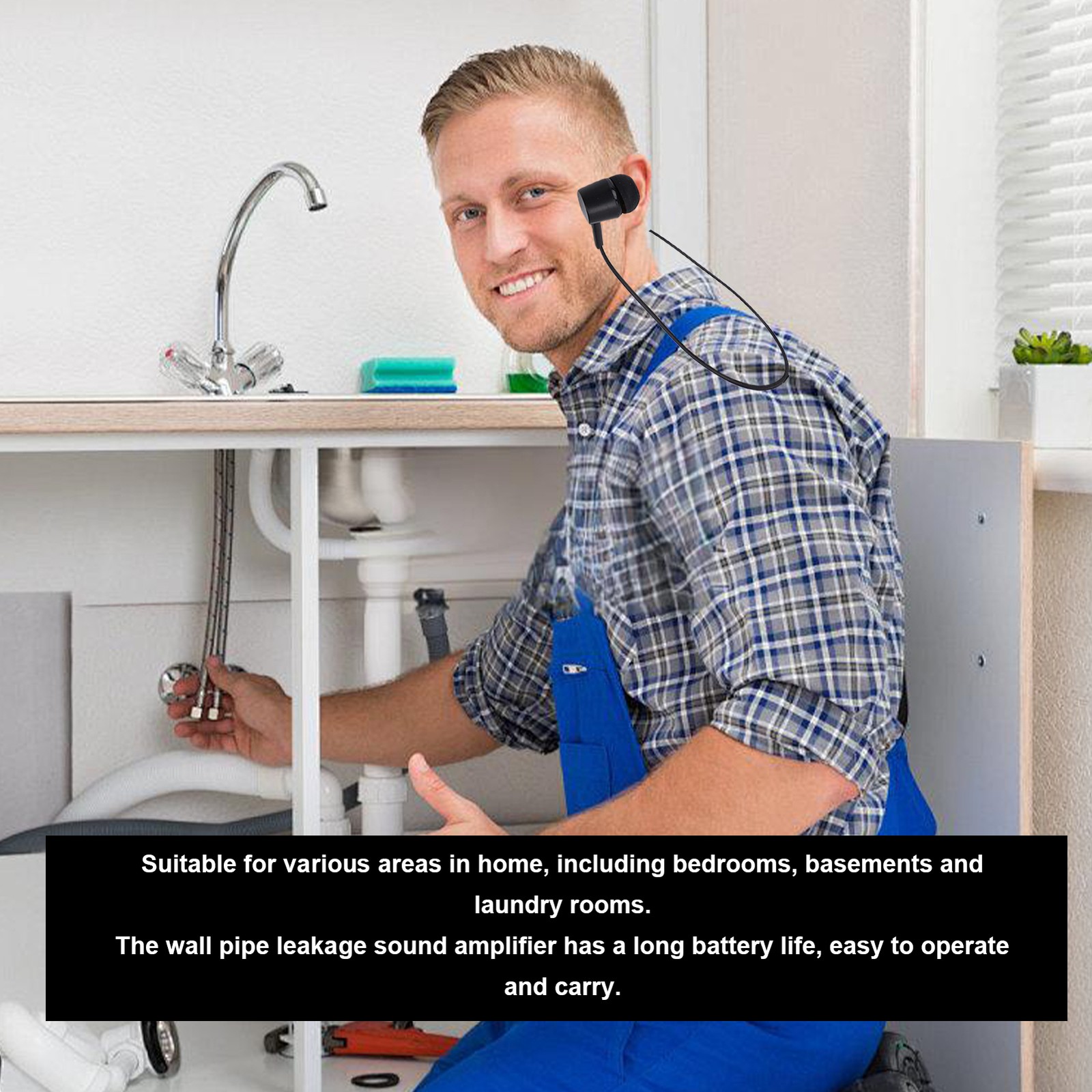 Water Leak Detector: For Home Underground Pipe Sound Alarm