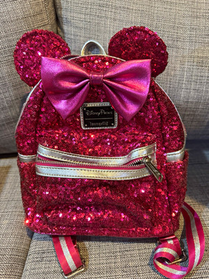 Loungefly Disney Minnie Mouse Pink & Silver Sequin Mini Backpack