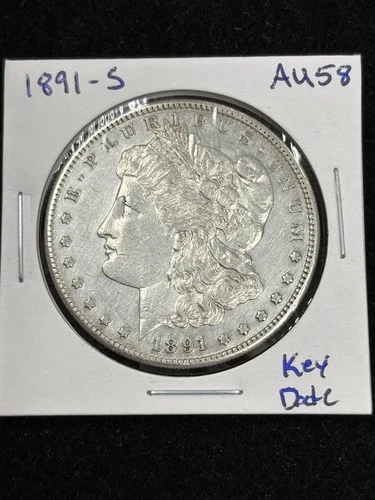 1891-S Morgan Silver Dollar $1 AU++ Key Date Coin, Nice Grade, San Francisco